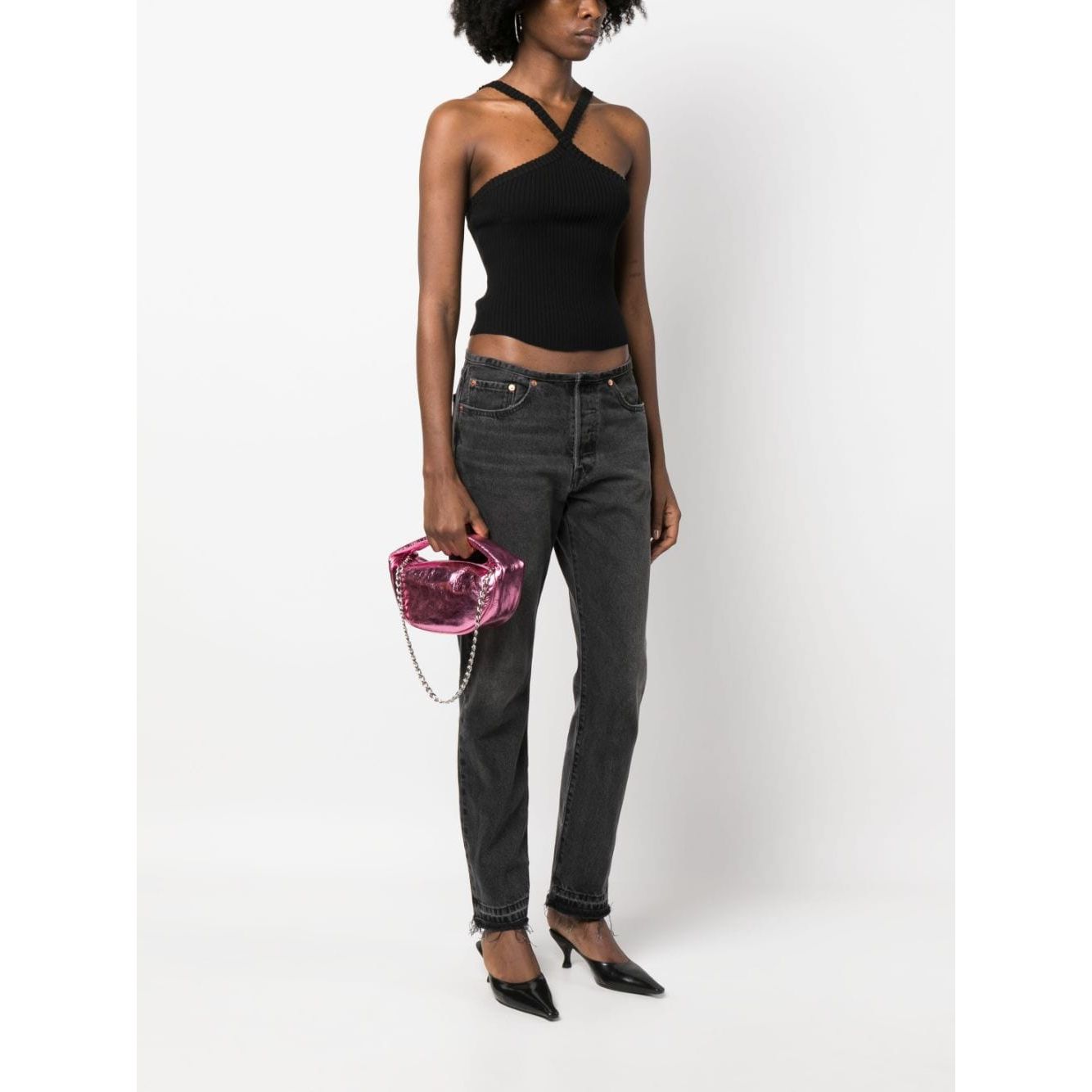 By Far Metallic leather shoulder bag