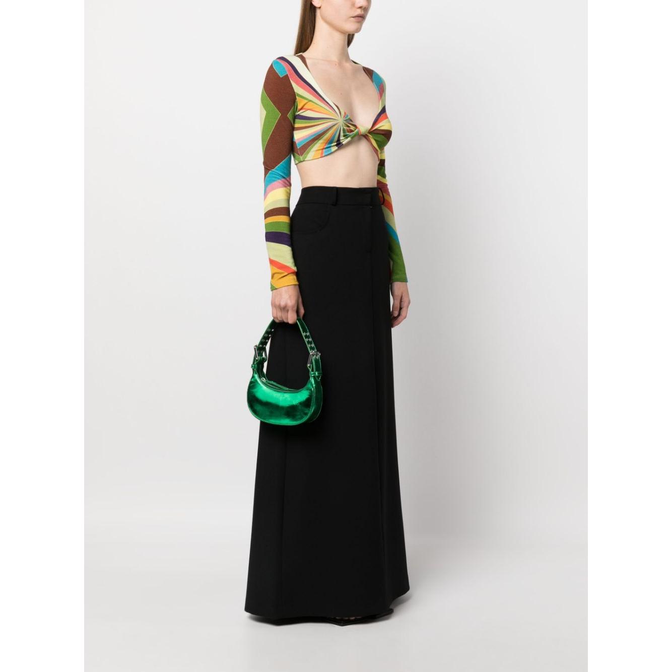 By Far Metallic-effect Tote Bag Green Shoulder By Far Light Gray