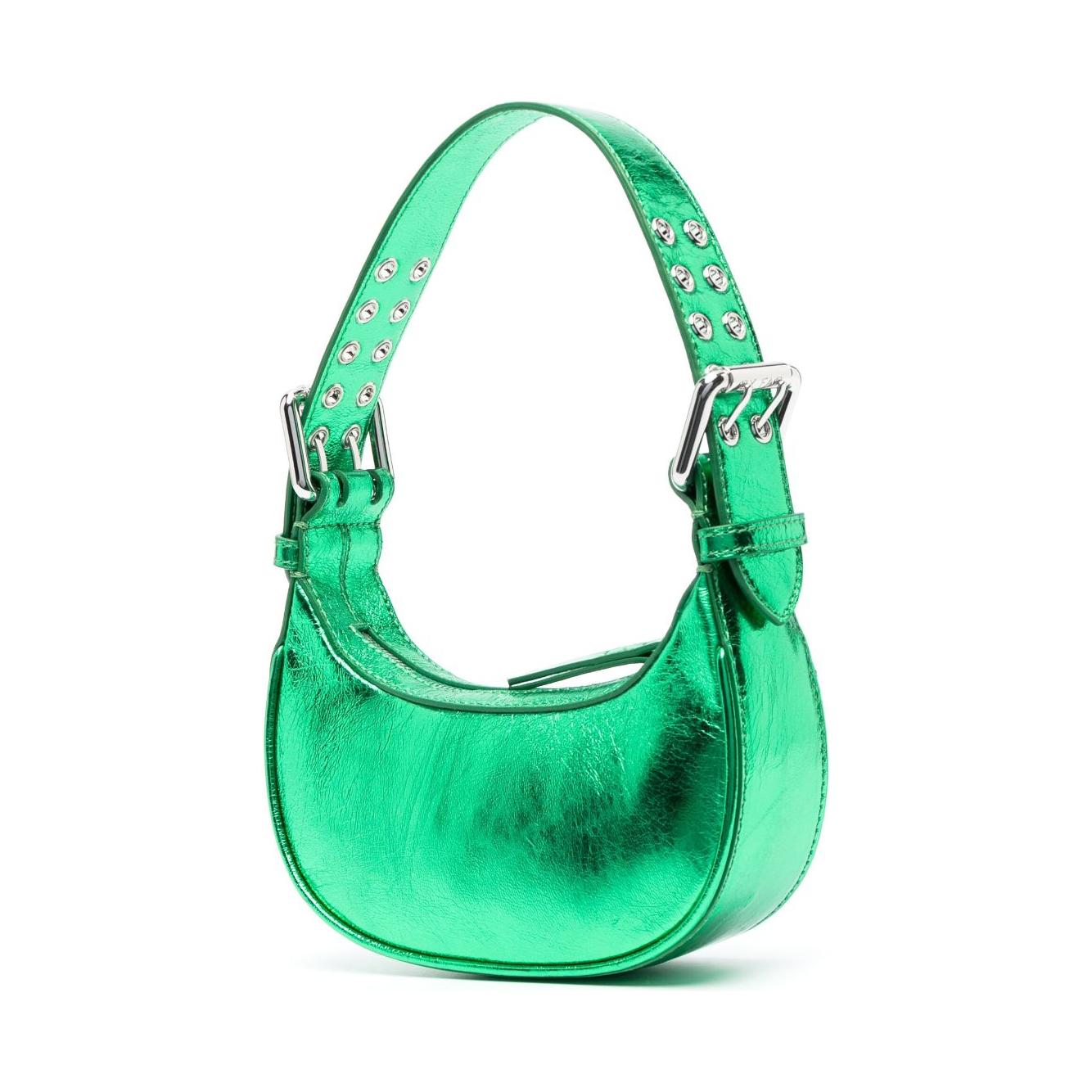 By Far Metallic-effect Tote Bag Green Shoulder By Far Medium Sea Green