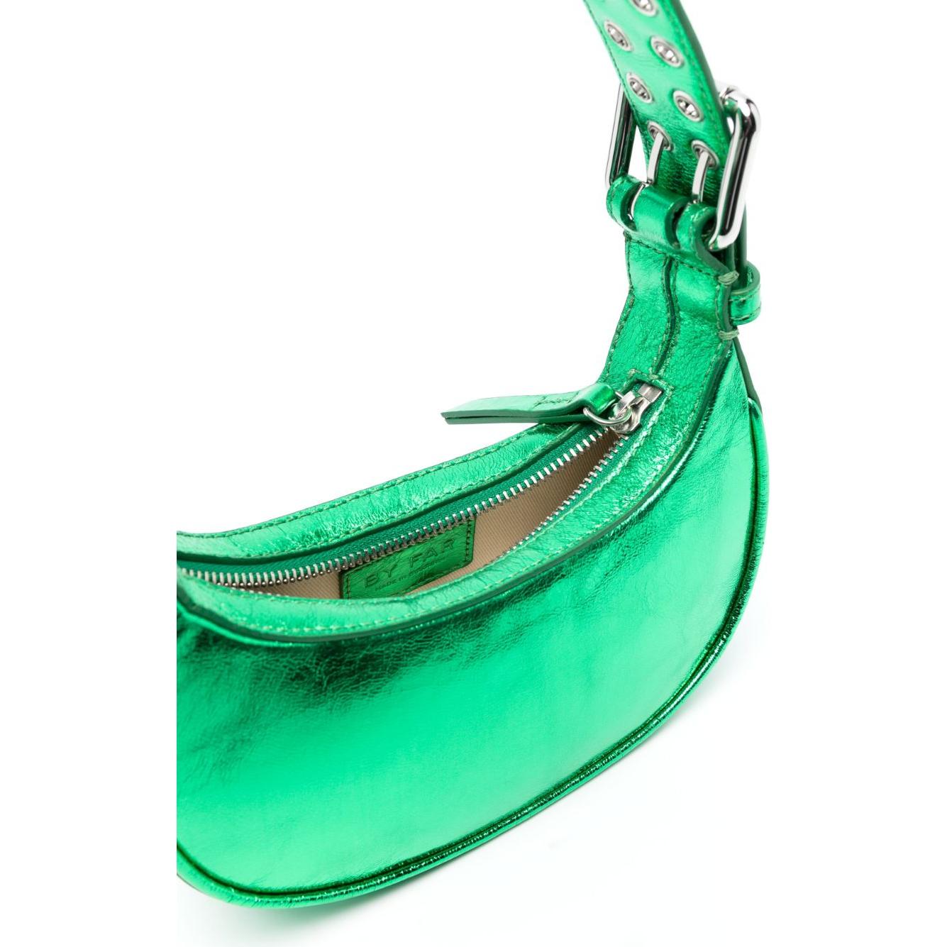 By Far Metallic-effect Tote Bag Green Shoulder By Far Light Sea Green