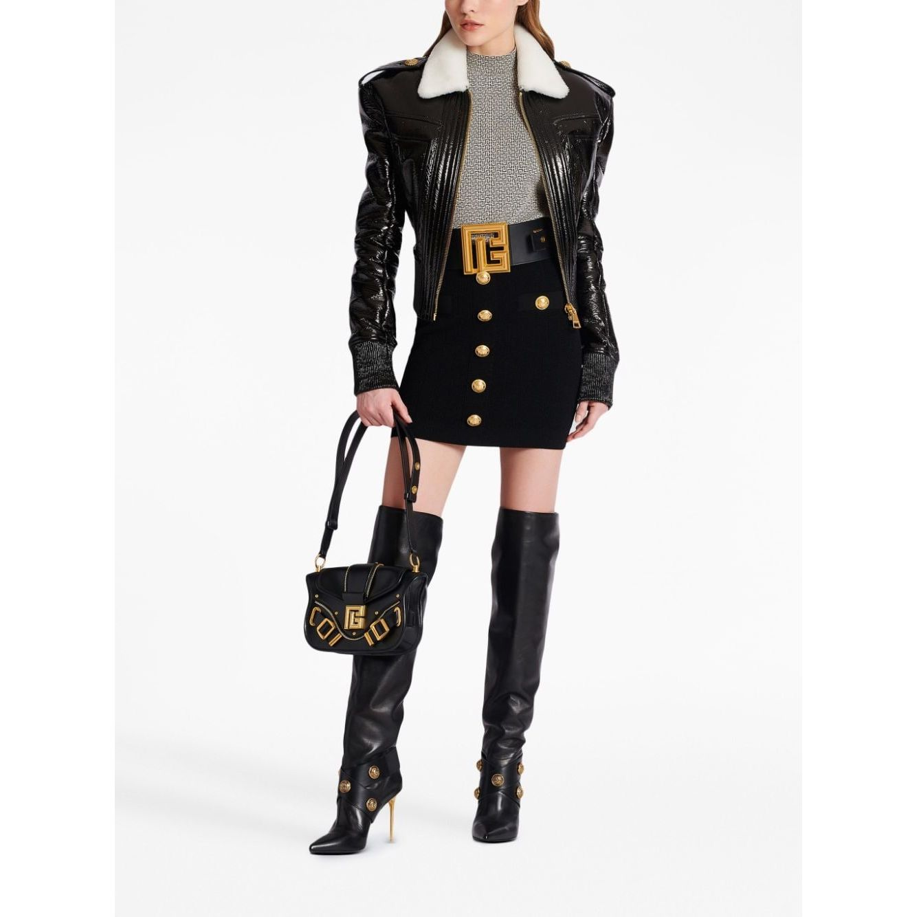 Balmain Skirts Black BF1LB290KB070PA