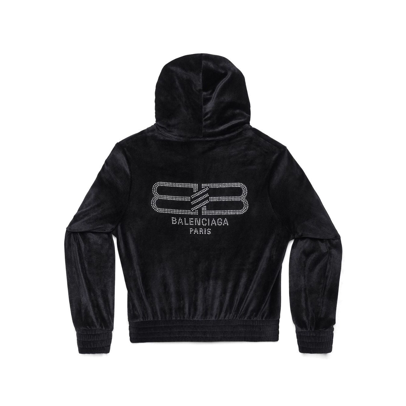 Balenciaga Crystal embellished velvet zip-up hoodie