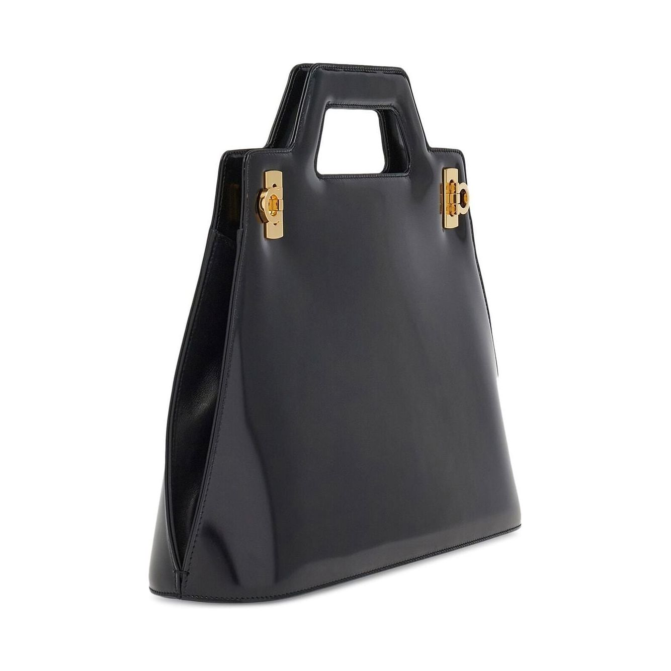 Ferragamo Top-handle Leather Tote Bag Handbag Ferragamo Dark Slate Gray