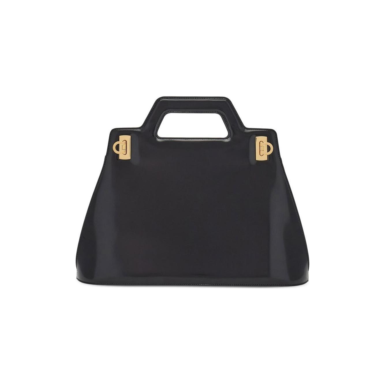Ferragamo Top-handle Leather Tote Bag Handbag Ferragamo Dark Slate Gray
