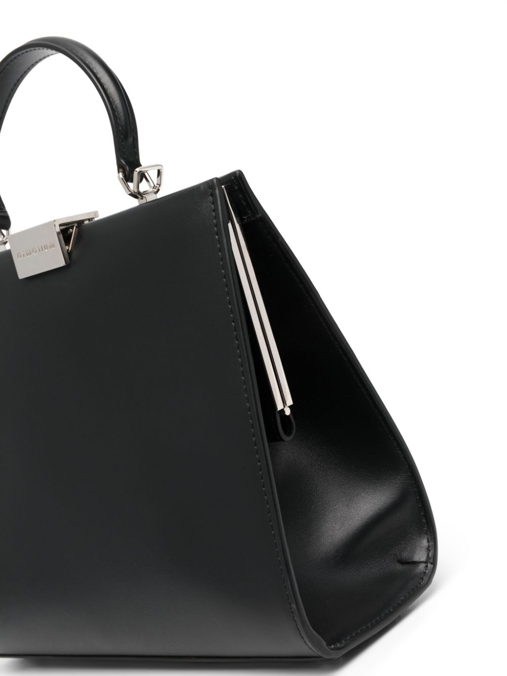 ARMARIUM Anna Logo-engraved Leather Tote Bag Black Handbag Armarium Dark Slate Gray