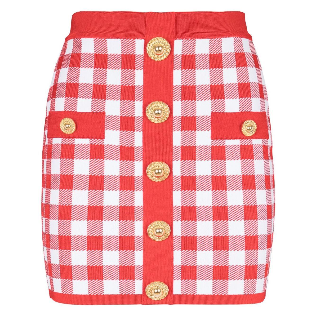 Balmain Gingham fine-knit miniskirt CF1LB292KF51MEF