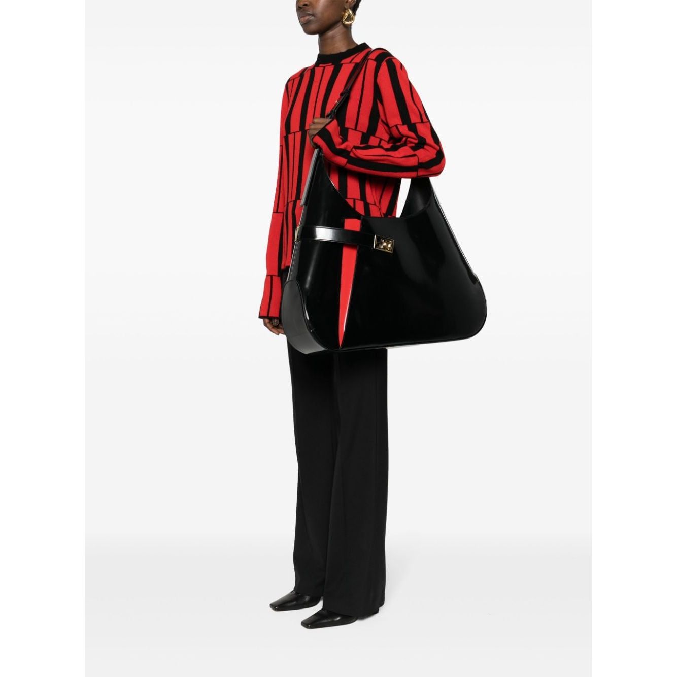 Ferragamo Extra Large Hobo Shoulder Bag Shoulder Ferragamo Black