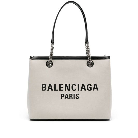 Balenciaga Logo Print Canvas Tote Bag Shopper