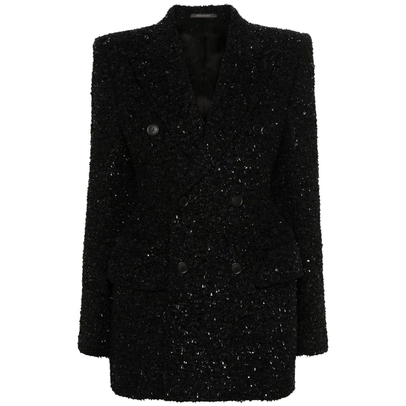 Balenciaga Hourglass tweed-texture padded-shoulder wool-blend blazer Jackets