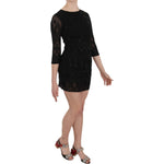 John Richmond Black Silk Sequined Mini Shift Gown