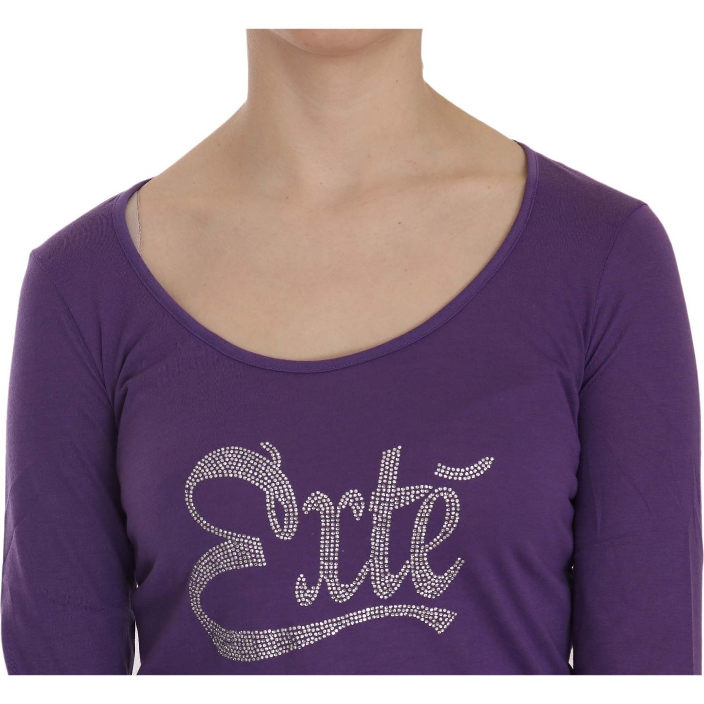 Exte Purple Crystal Embellished Long Sleeve Casual Top