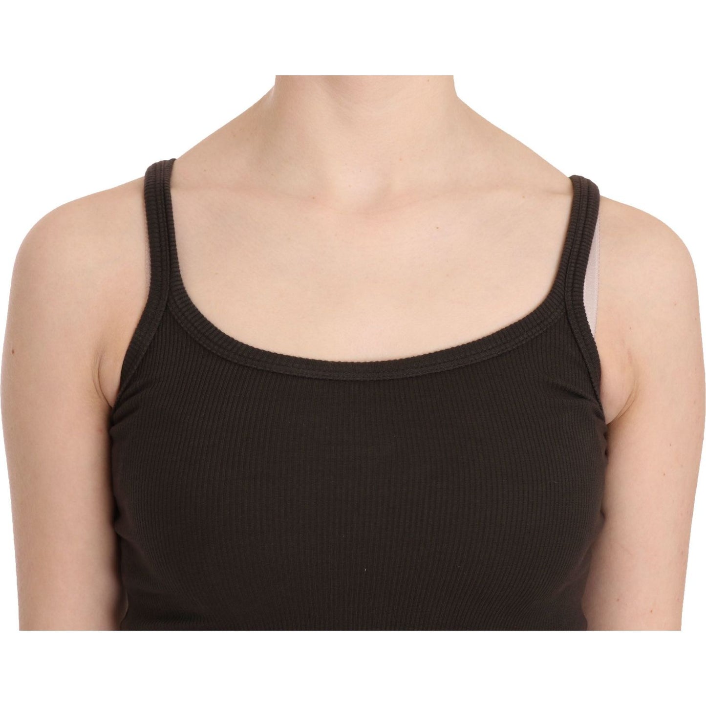 PINK MEMORIES Dark Brown Sleeveless Spaghetti Strap Blouse