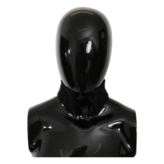 Dolce & Gabbana Black Fur Neck Collar Wrap Lambskin Scarf Fur Scarves