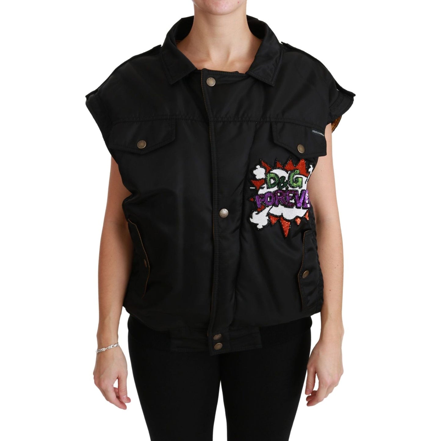 Dolce & Gabbana Black Queen Crown Sequined Bomber Jacket JKT2518-36