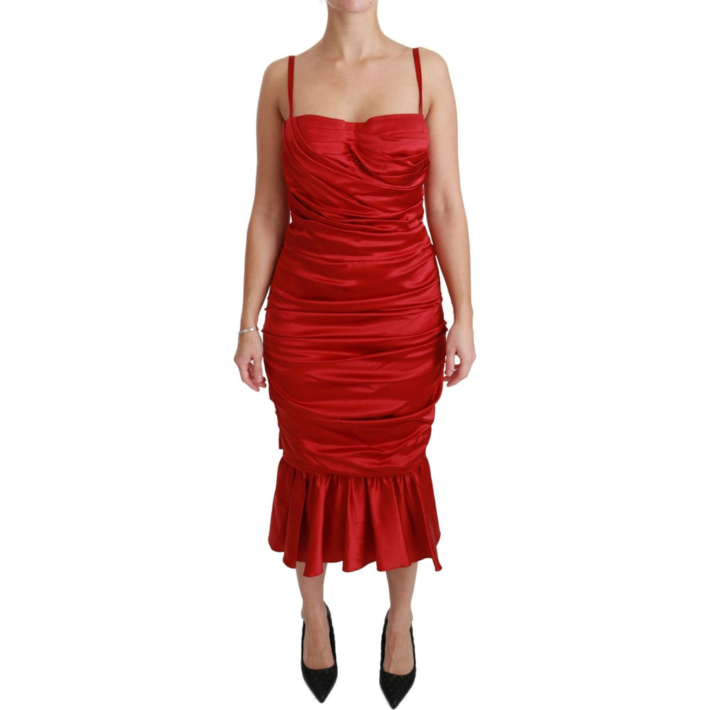 Dolce & Gabbana Red Silk Stretch Mermaid Bodycon Dress DR2459-36
