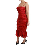 Dolce & Gabbana Red Silk Stretch Mermaid Bodycon Dress DR2459-36