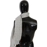 Ermanno Scervino Chic Cotton Scarf in Beige & Blue Fantasy Print Wrap Shawl Scarves Ermanno Scervino Dark Gray