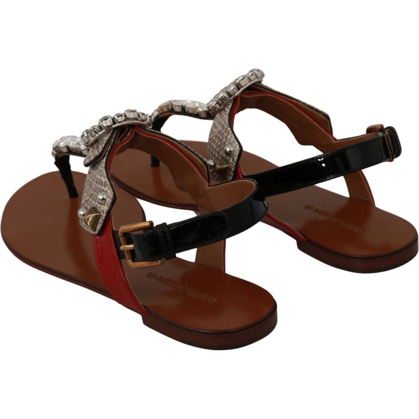 Dolce & Gabbana Elegant Strappy Sandals with Exotic Charm Dolce & Gabbana Dark Slate Gray