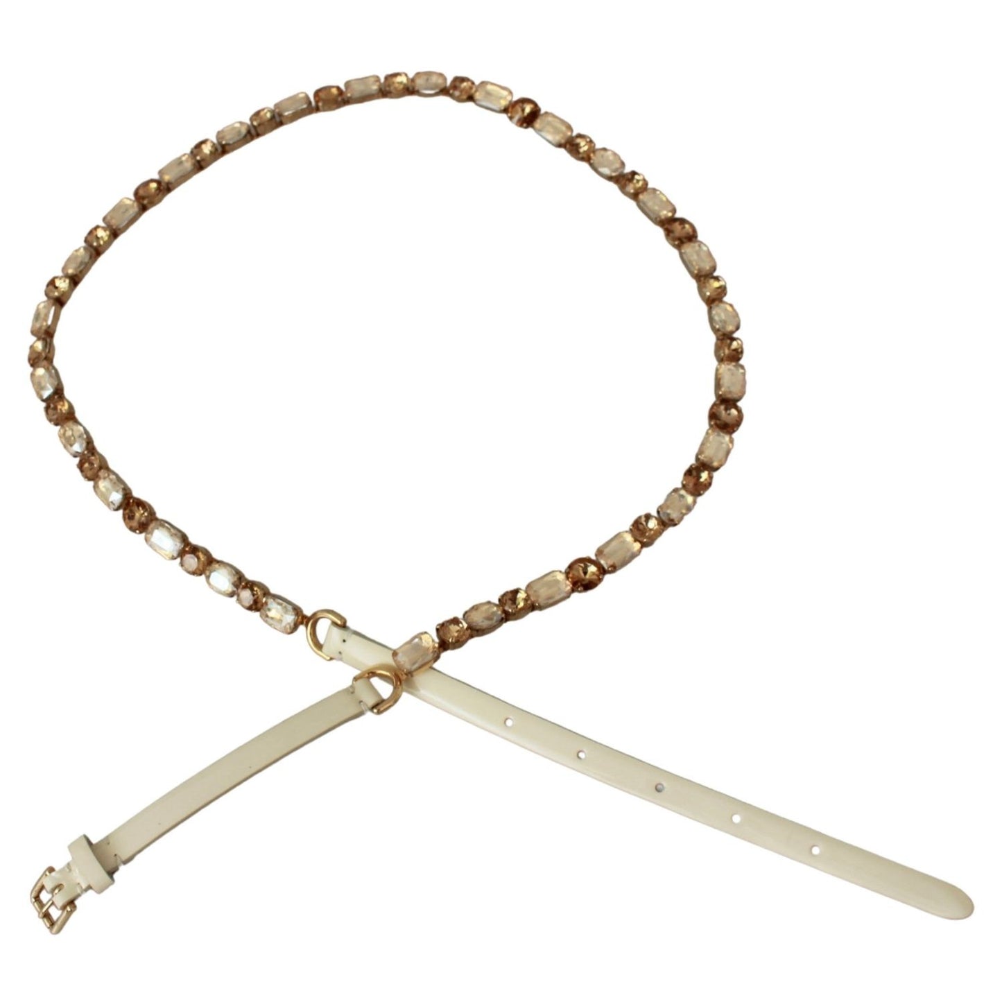 香槟色水晶缀饰皮带