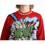 Dolce & Gabbana Red Knitted Cashmere Cartoon Top Sweater TSH5152-38