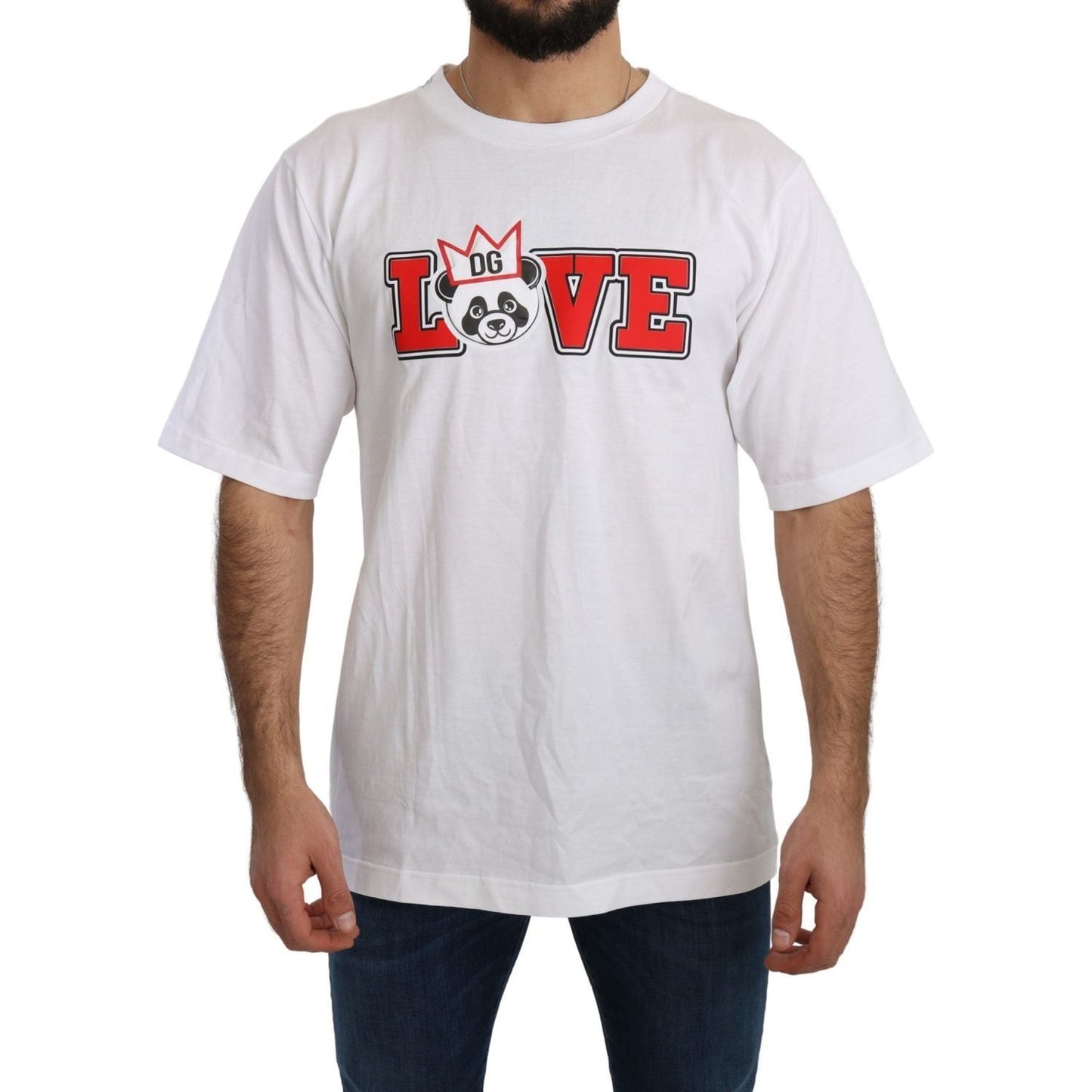 Dolce & Gabbana White Love Panda Print Top T-shirt