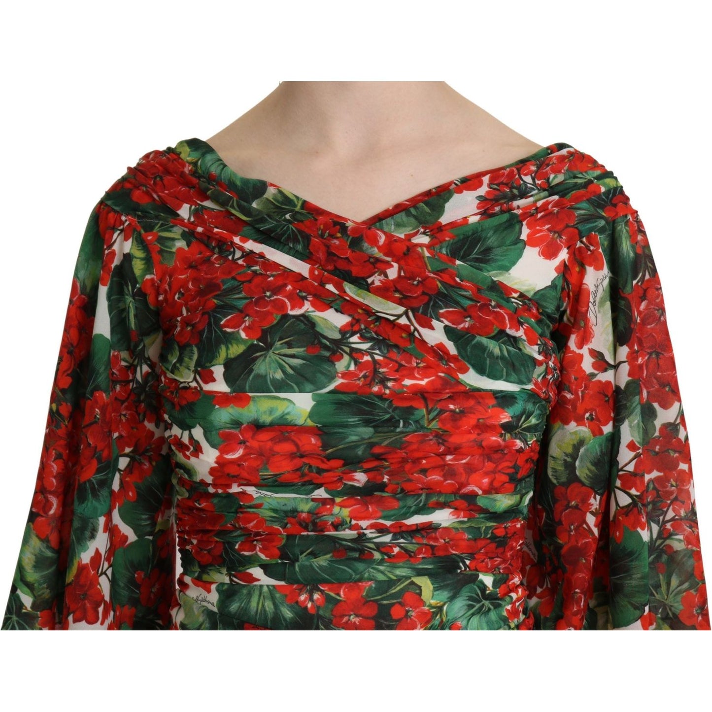 Dolce & Gabbana Red Floral Sheath Midi Silk Stretch Dress DR2617-38