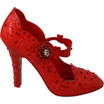 Dolce & Gabbana Red Floral Crystal CINDERELLA Heels Shoes LA7289-40