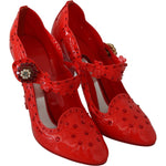 Dolce & Gabbana Red Floral Crystal CINDERELLA Heels Shoes LA7289-40