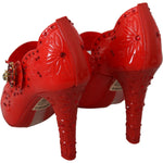 Dolce & Gabbana Red Floral Crystal CINDERELLA Heels Shoes LA7289-40