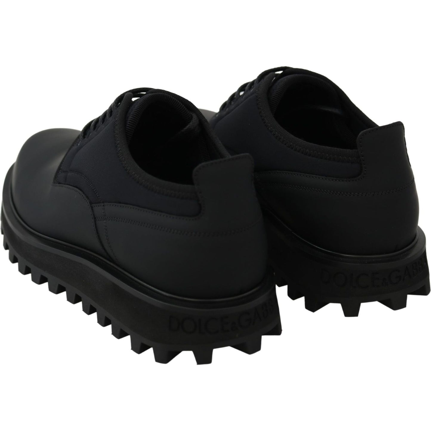 Dolce & Gabbana Black Rubberized Calfskin Chunky Derby Vulcano Shoes MV3471-44
