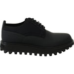 Dolce & Gabbana Black Rubberized Calfskin Chunky Derby Vulcano Shoes MV3471-44