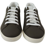 Dolce & Gabbana White Green Leather Low Top Sneakers Shoes MV3784-39.5
