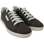 Dolce & Gabbana White Green Leather Low Top Sneakers Shoes MV3784-39.5