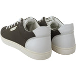 Dolce & Gabbana White Green Leather Low Top Sneakers Shoes MV3784-39.5