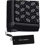 Dolce & Gabbana Black Patterned Square Scarf Silk Handkerchief MS1868BG