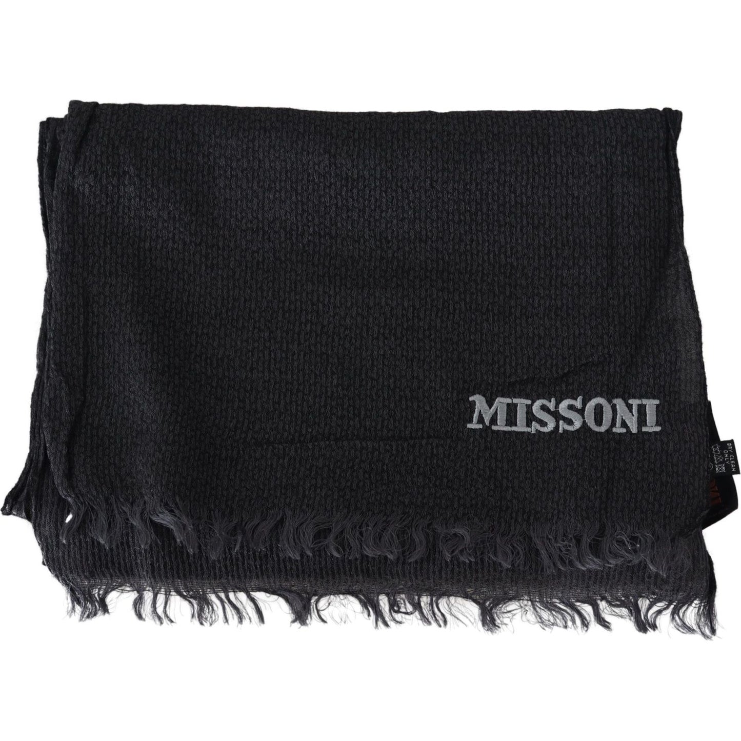 Missoni Black Wool Knit Unisex Neck Wrap Scarf