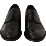 Dolce & Gabbana Black Leather Lace Up Mens Formal Derby Shoes MV3945-40