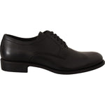 Dolce & Gabbana Black Leather Lace Up Mens Formal Derby Shoes MV3945-40