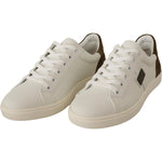 Dolce & Gabbana White Suede Leather Mens Low Tops Sneakers MV3968-39.5