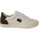 Dolce & Gabbana White Suede Leather Mens Low Tops Sneakers MV3968-39.5