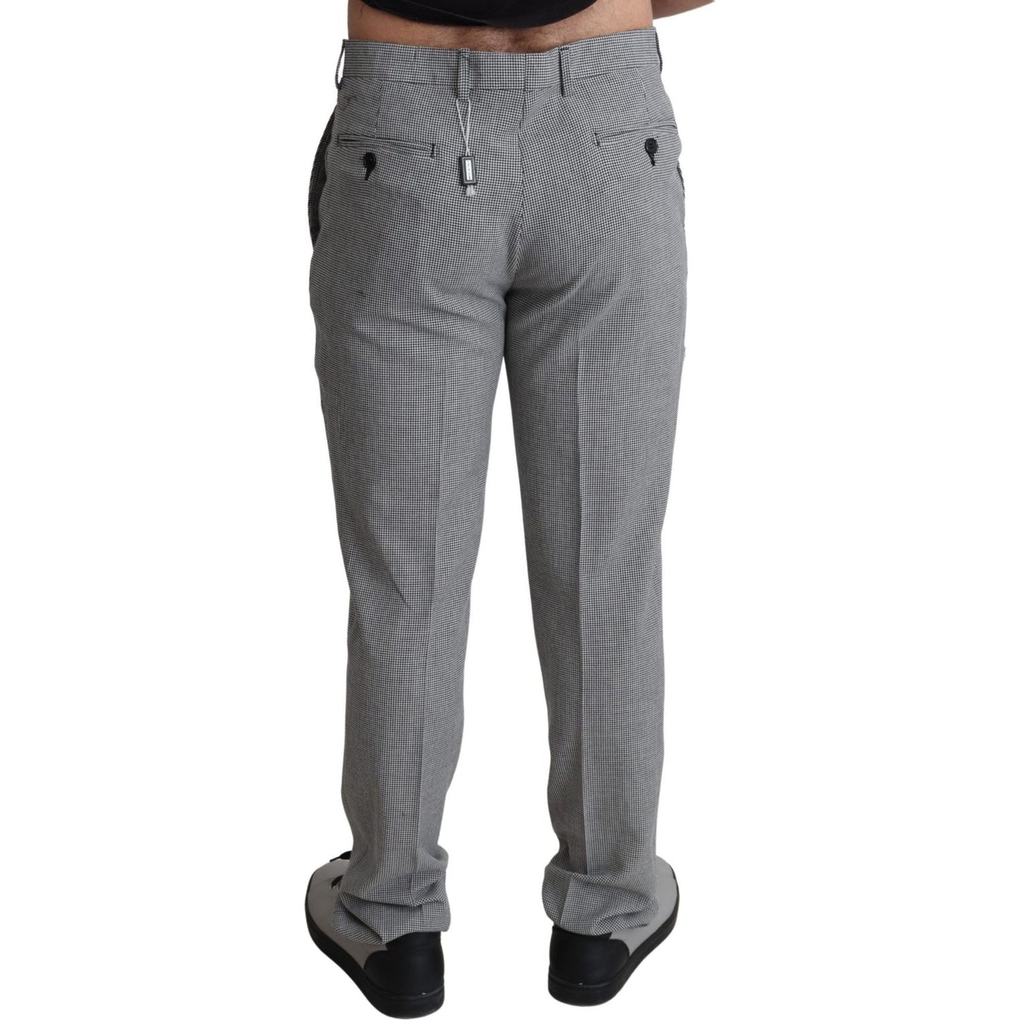 BENCIVENGA Elegant Checkered Wool Formal Trousers BENCIVENGA Dim Gray