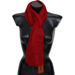 Missoni Red Cashmere Unisex Neck Wrap Fringes Scarf MS2113