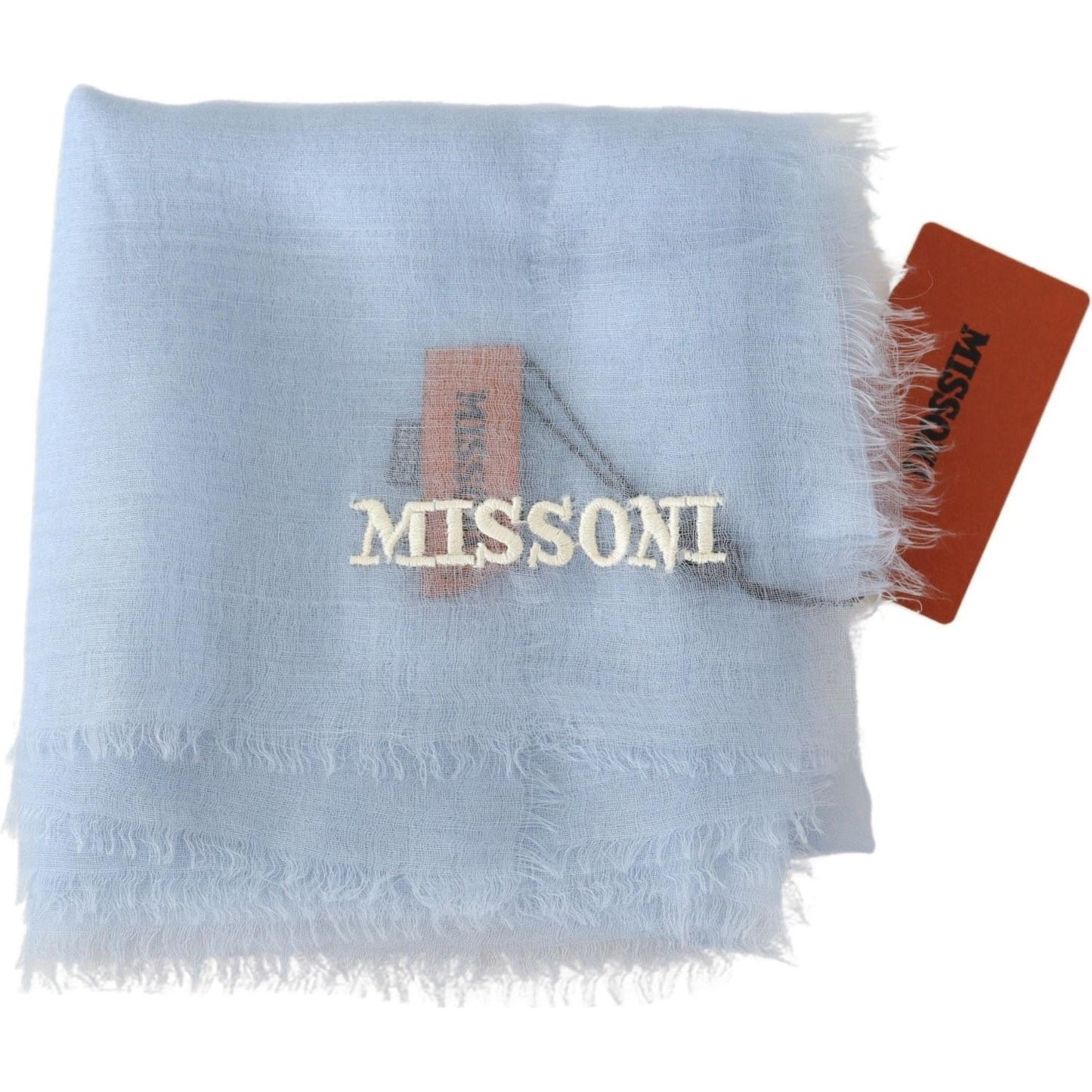 Missoni Elegant Light-Blue Cashmere Scarf with Fringes Missoni Gray