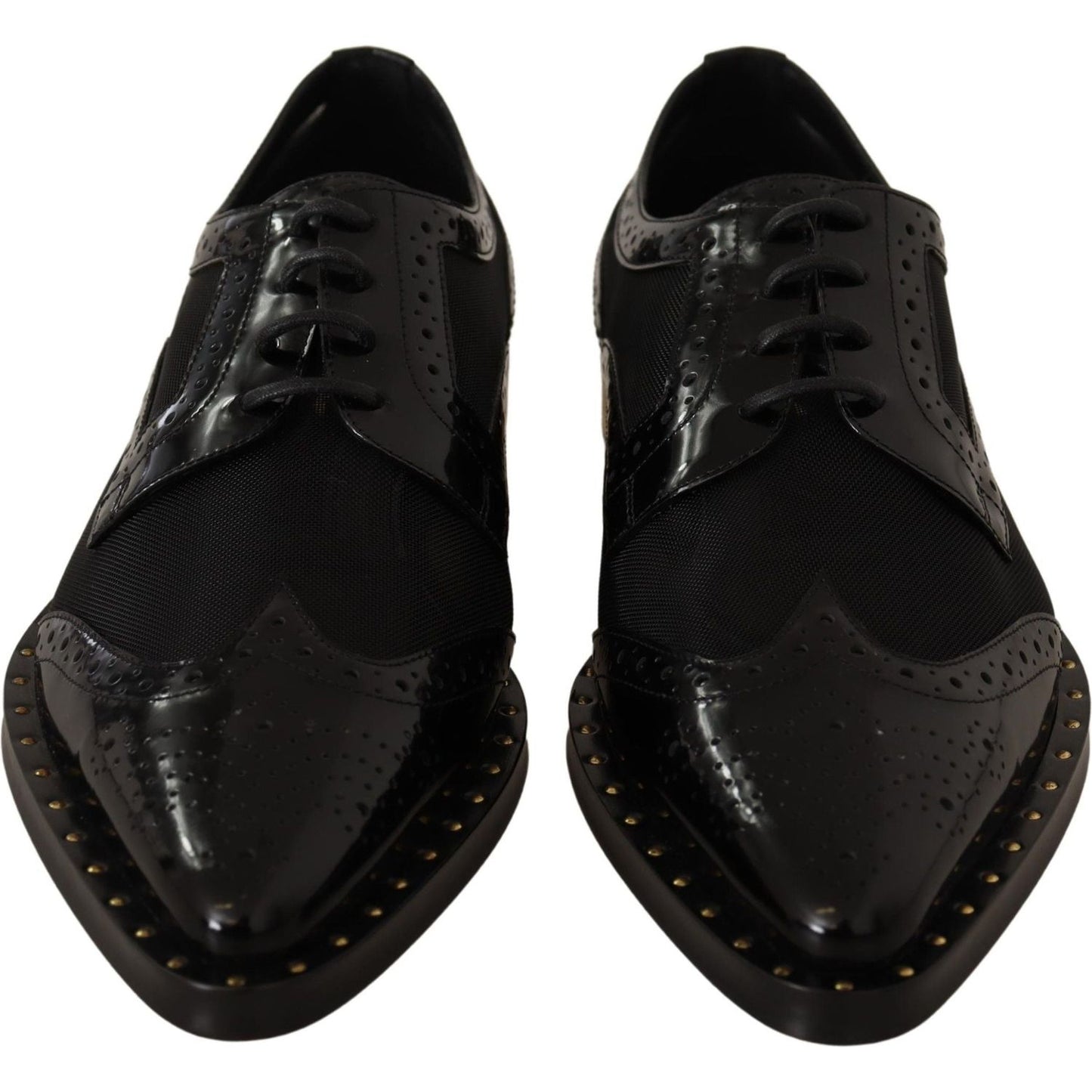 Dolce & Gabbana Elegant Gold-Trimmed Black Oxford Lace-Ups Dolce & Gabbana Black