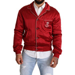 Dolce & Gabbana Red Silk Button DG Logo Bomber Jacket JKT2914 -48