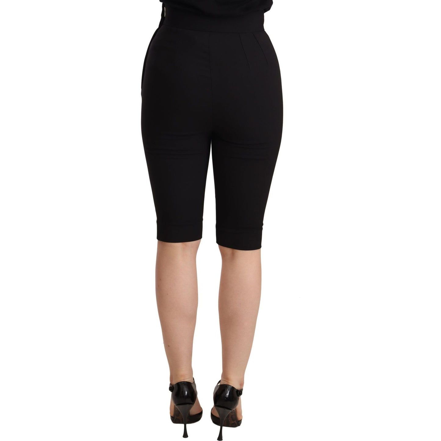 Dolce & Gabbana Black Wool Stretch Slim Fit High Waist Shorts PAN72281-36