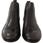 Dolce & Gabbana Black Leather Lizard Skin Ankle Boots MV420 -40