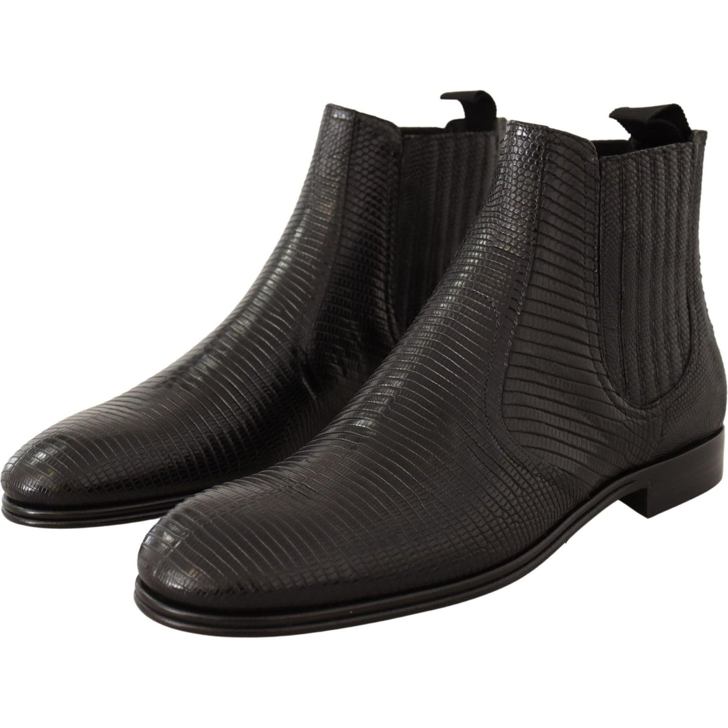 Dolce & Gabbana Black Leather Lizard Skin Ankle Boots MV420 -40