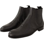 Dolce & Gabbana Black Leather Lizard Skin Ankle Boots MV420 -40
