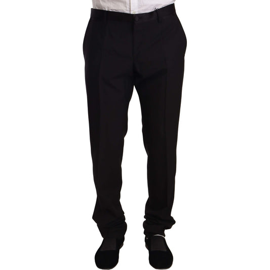 Dolce & Gabbana Black Wool Formal Tuxedo Trouser Pants MAN TROUSERS